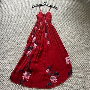 Long Red Floral Dress